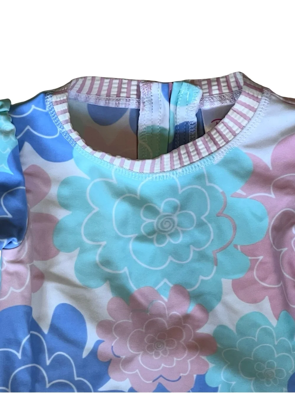 Ruffle Butts Infant Girls 6-12 Months Pastel Bow One Piece Swimsuit Long Sleeve - Picture 2 of 11